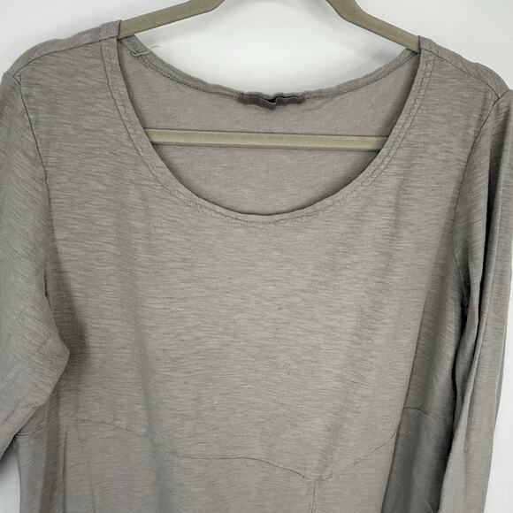 Cut Loose Tunic Top XL Light Gray Linen Cotton Blend Long Sleeve A-Line - Picture 2 of 10